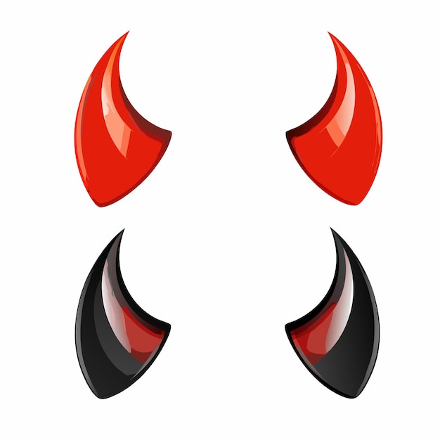Cornes de diable rouges et noires sur un fond blanc isolé 11