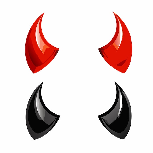 Cornes de diable rouges et noires sur un fond blanc isolé 12