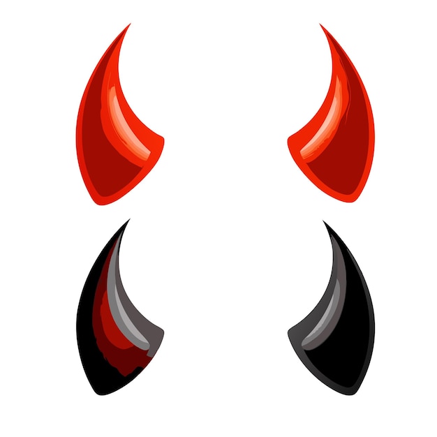 Cornes de diable rouges et noires sur un fond blanc isolé 4