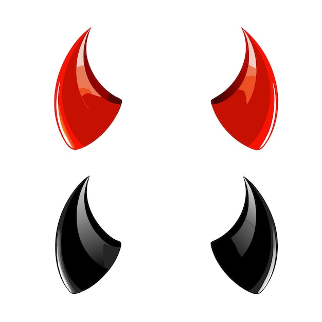 Cornes de diable rouges et noires sur un fond blanc isolé 6