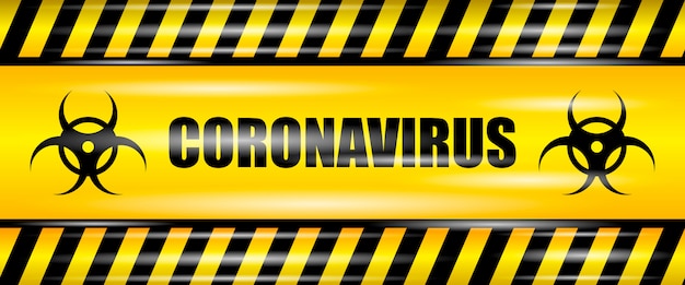 Coronavirus (2019-nCOV) ruban jaune sans couture réaliste, attention coronavirus, illustration réaliste