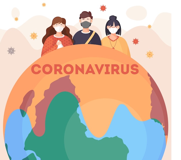 Vecteur coronavirus en chine et dans le monde personnes portant un masque médical blanc concept de quarantaine