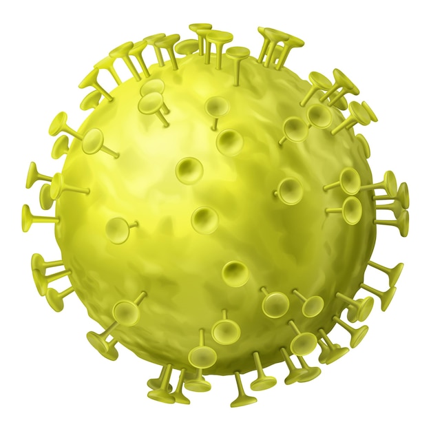 Coronavirus De Couleur Jaune, Isolé Sur Fond Blanc. Virus Covid-19