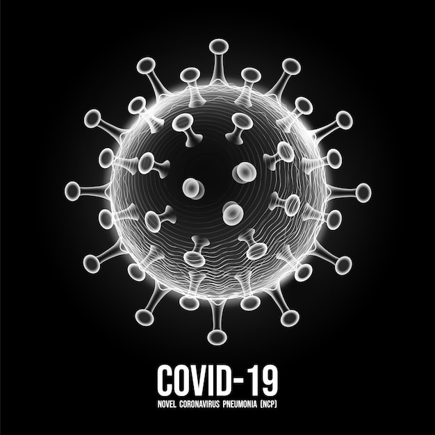 Coronavirus maladie COVID-19 infection médicale isolée. Chine cellules pathogènes du virus de la grippe respiratoire pathogène de la grippe. Nouveau nom officiel pour la maladie à coronavirus nommé COVID-19, illustration