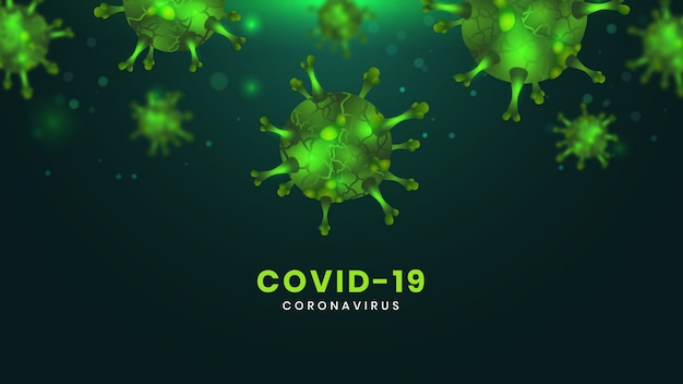 Coronavirus vert réaliste dans un fond sombre