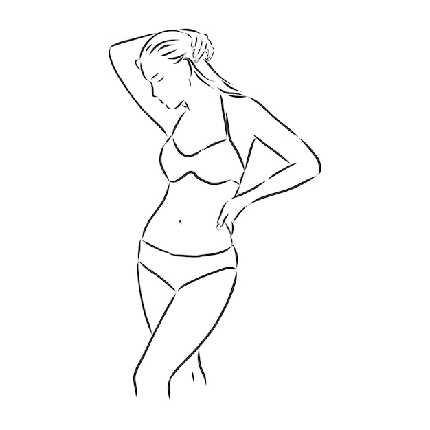 Corps De Belle Femme En Bikini Illustration Vectorielle Illustration De Croquis De Vecteur De Maillot De Bain