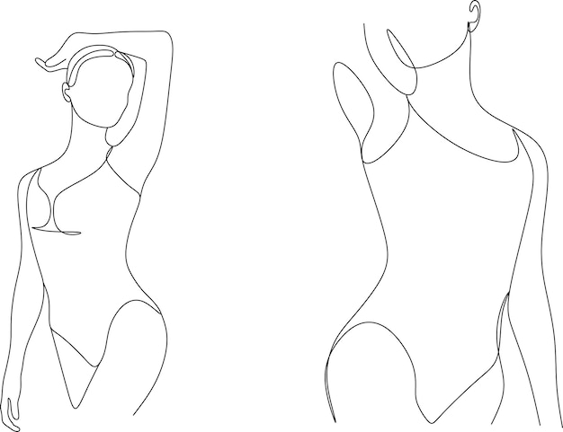 Corps De Femme Art Tendance Ligne. Dessin de lignes noires minimalistes