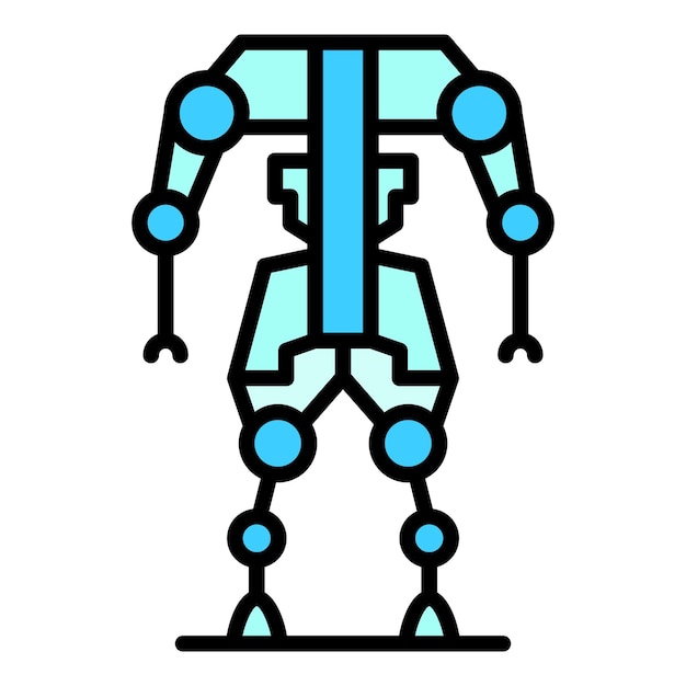 Vecteur corps tech icône contour vecteur exosquelette costume artificiel homme couleur plat