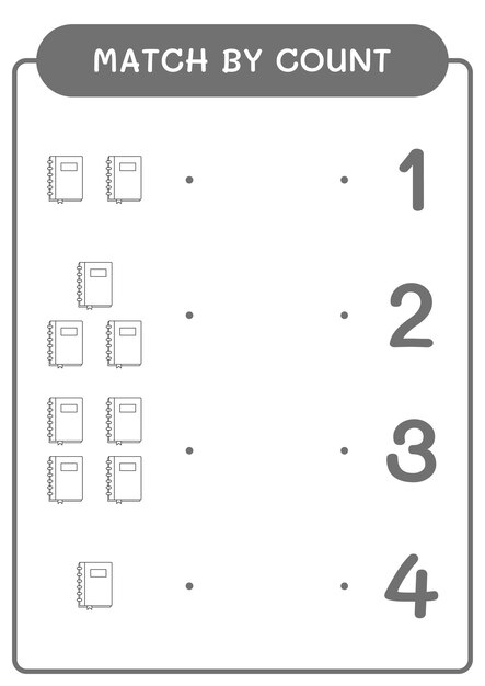 Correspondance par nombre de jeu pour ordinateur portable pour enfants Feuille de travail imprimable d'illustration vectorielle