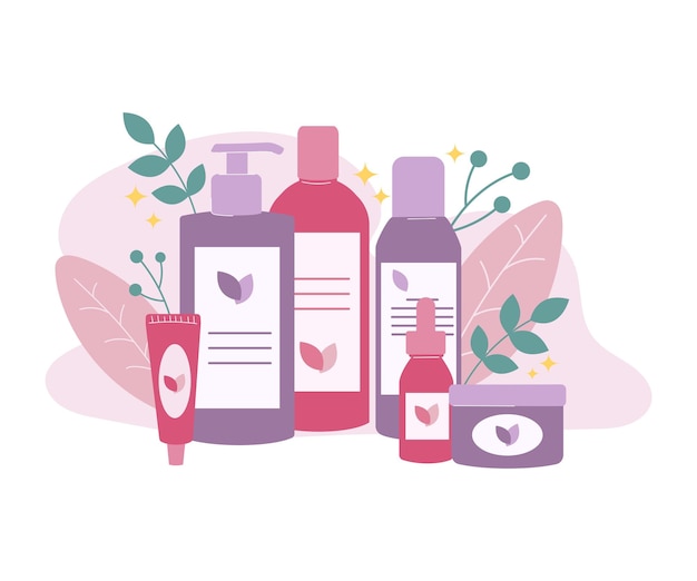 Vecteur cosmétiques maquillage et produits de soin mis en illustration vectorielle