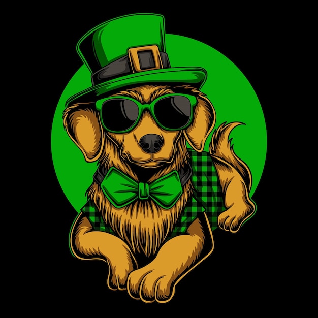 Vecteur costume de chien golden retriever illustration vectorielle du jour du saint patrick