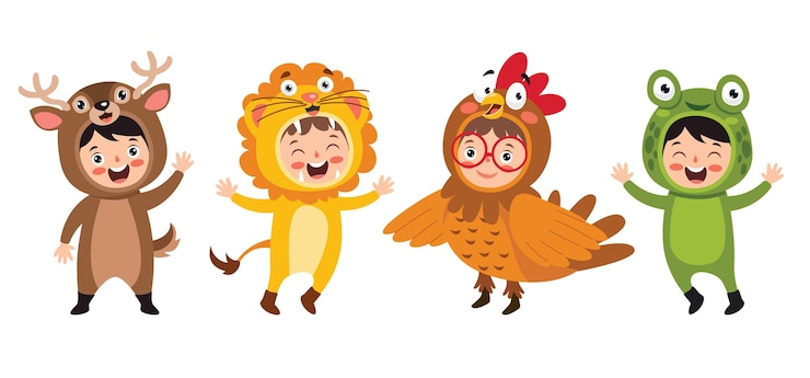 Vecteur costumes d'animaux drôles pour enfants