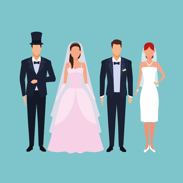 Costumes de couple de mariage