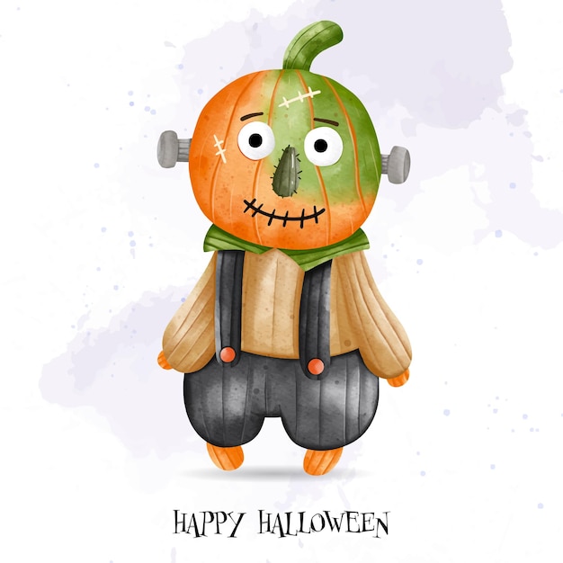 Costumes D'enfants D'halloween Illustration Vectorielle Aquarelle Happy Halloweenxdxa