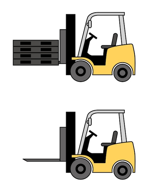 Vecteur côté du chariot élévateur avec ou sans palette