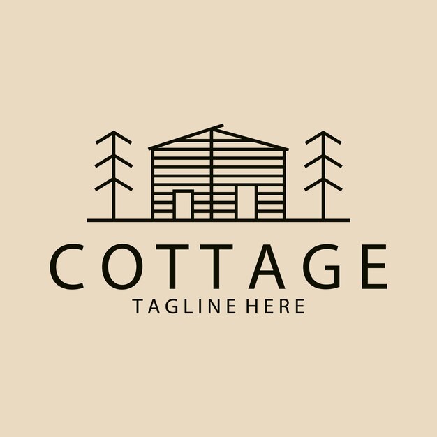 Cottage line art logo icône et symbole vector illustration design
