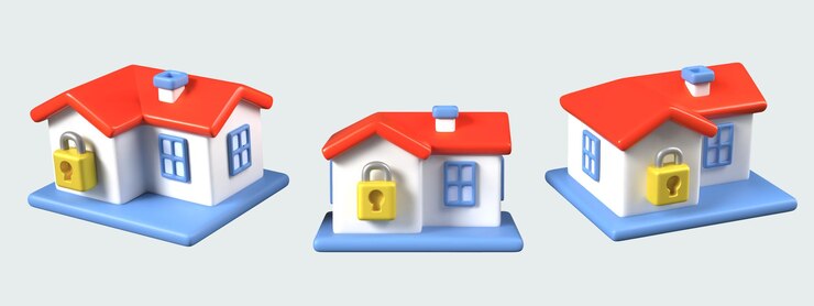 Vecteur cottage mignon avec un toit rouge et un énorme château vector 3d vue de la maison de différents côtés