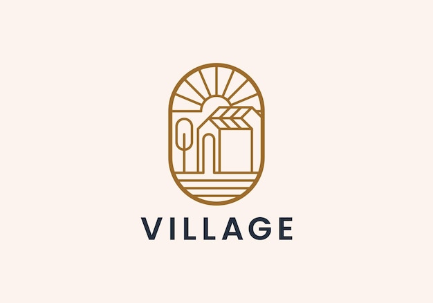 Vecteur cottage simple ligne art logo village logo vector illustration design