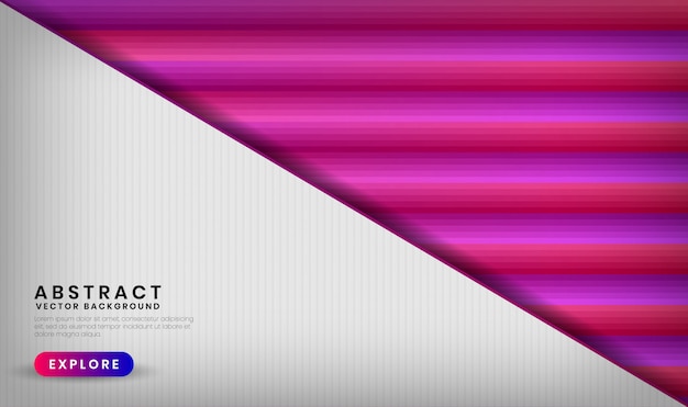 Couche De Chevauchement De Fond Blanc 3d Abstrait Avec Des Formes De Dégradé Coloré Géométrique Avec Un Mélange De Couleur Rose Et Violet