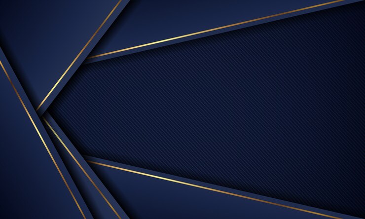Couche de chevauchement de fond bleu moderne de luxe avec des lignes dorées