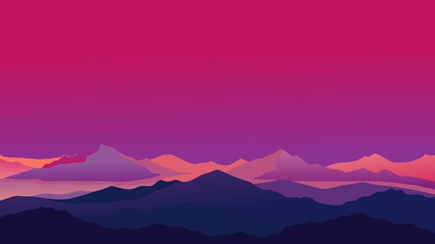 Un coucher de soleil époustouflant projette des couleurs vives sur une mer de nuages créant une atmosphère à couper le souffle et sereine illustration vectorielle plate