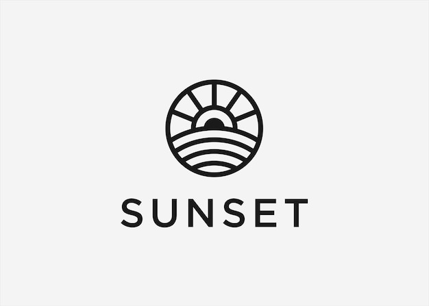 Coucher De Soleil Logo Design Icône Illustration Vectorielle