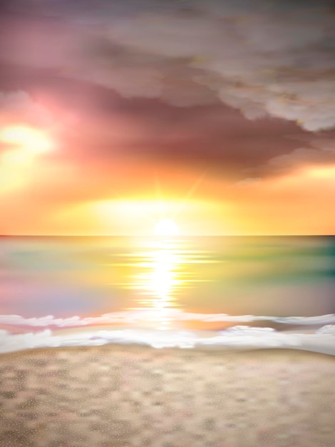 Vecteur le coucher de soleil sur la plage