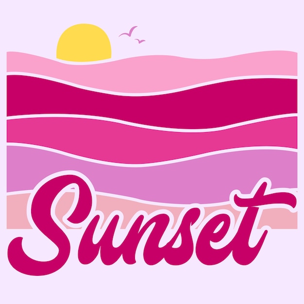 Vecteur un coucher de soleil rose avec un soleil