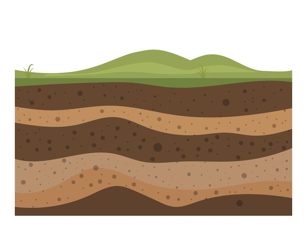 Vecteur couches d'herbe avec des couches souterraines de terre