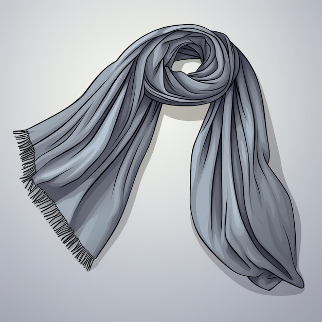 Couleur grise écharpe dessin animé vecteur fond blanc isolé