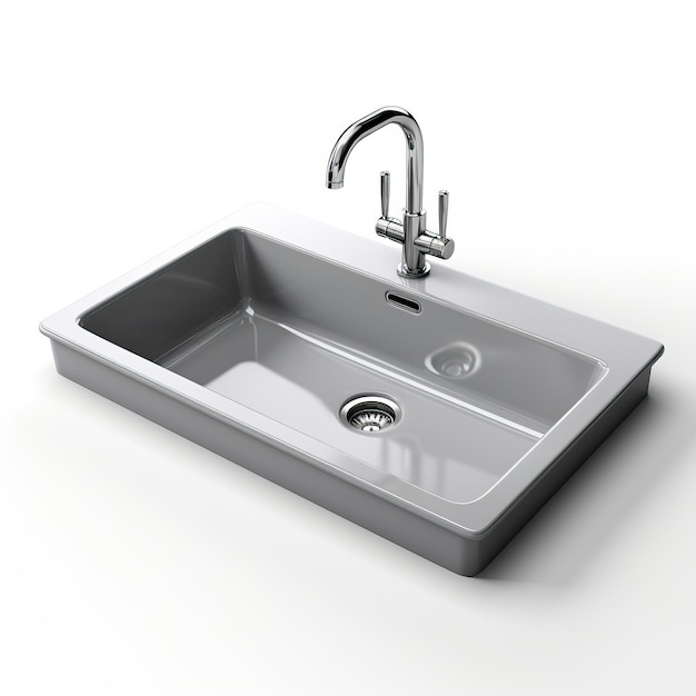 Couleur Grise Sink Vecteur 3d Fond Blanc Isolé Haut