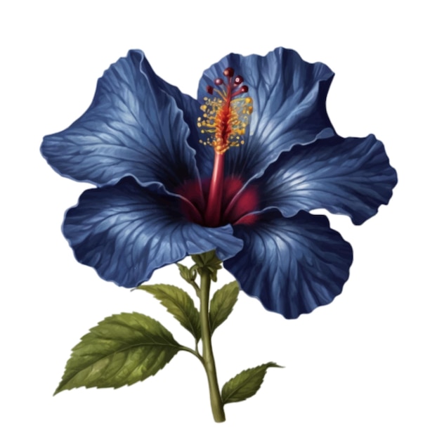 Vecteur couleur indigo fleur d'hibiscus isolée sur fond blanc