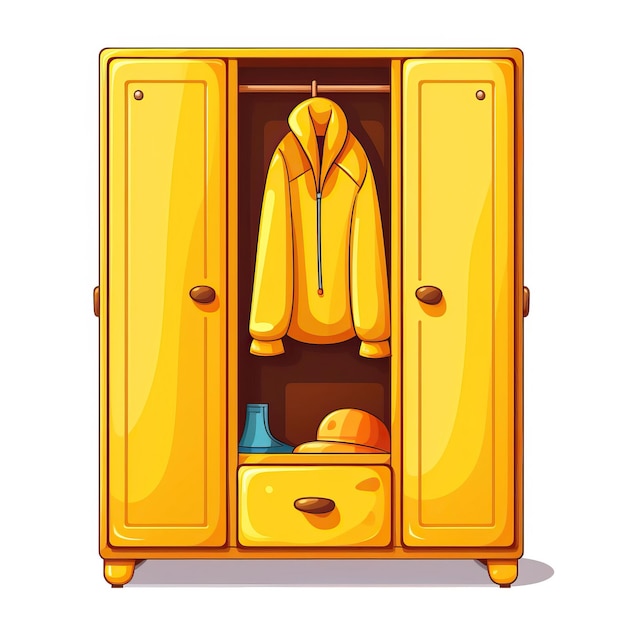 Vecteur couleur jaune armoire dessin animé vecteur fond blanc iso