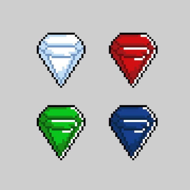 Couleur De Jeu De Diamants Avec Style Pixel Art