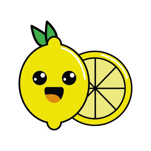 Couleur Kawaii Joyeux Citron Icône