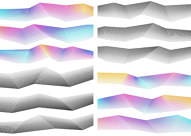 Vecteur couleur noire blanche arrière-plan linéaire éléments de conception lignes polygonales couche protectrice pour le modèle de certificats de billets vecteur lignes vectorielles de différentes épaisseurs, de fines à épaisses eps 10