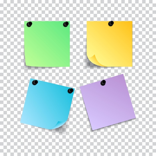 Couleur de note collante réaliste avec illustration vectorielle d'ombre