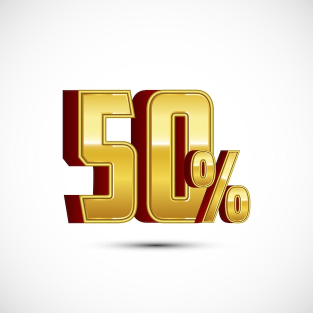 Couleur or 50 pour cent étiquette de remise 3D autocollant symbole de vente de grande offre étiquette d'offre spéciale