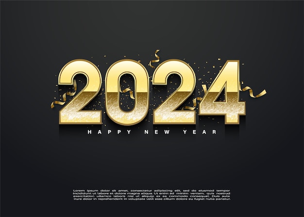 couleur or sur des chiffres élégants pour la conception premium de vecteur de célébration du nouvel an 2024