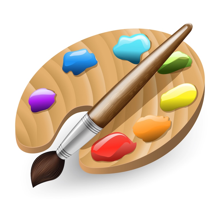 Vecteur couleur pinceau et palette