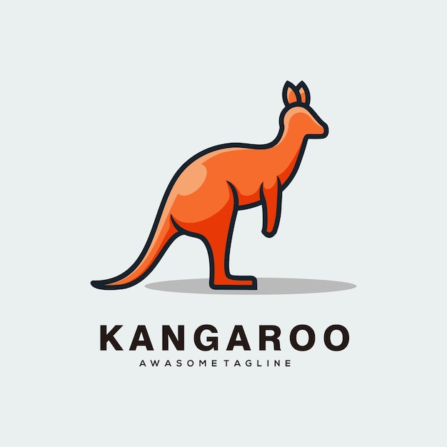 Vecteur couleur plate de vecteur de conception de logo abstrait de kangourou