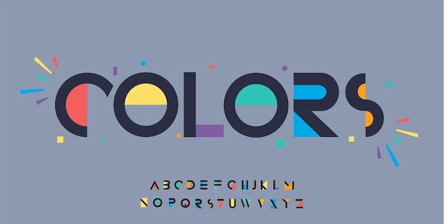 couleur de la police d'art abstract lettres décoratives ensemble superposition de caractères colorés pour le logo moderne
