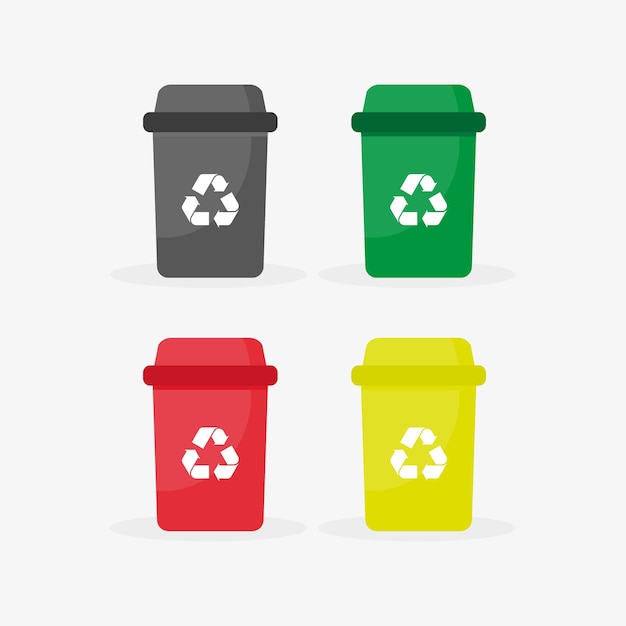 Couleur Recycler Les Poubelles Avec Du Papier Verre Plastique Métal Réutiliser Ou Réduire Le Symbole Avec De Longs