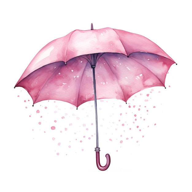 La couleur rose de l'aquarelle vectorielle du parapluie est le fond blanc