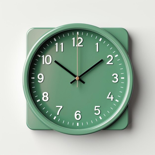 Vecteur couleur verte horloge vecteur 3d fond blanc isolé hig