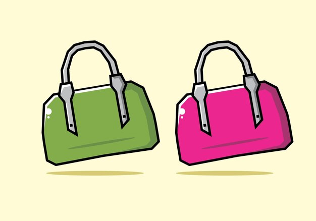 Couleur Verte Et Rose De L'illustration Du Sac Femme