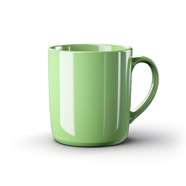 Couleur verte tasse 3D vecteur fond blanc isolé haut