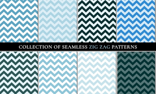 Couleurs Bleues Ensemble De Vecteur De Fond En Zigzag Sans Soudure Chevron.