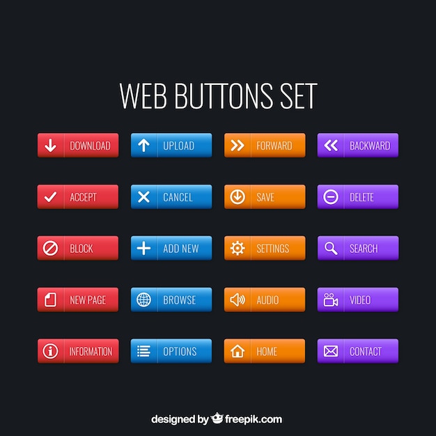 Couleurs des boutons web mignons mis
