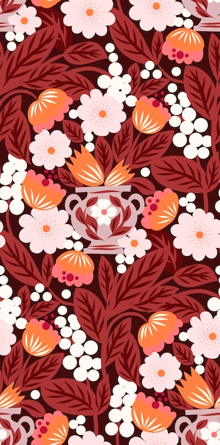 Vecteur des couleurs chaudes, un motif floral.